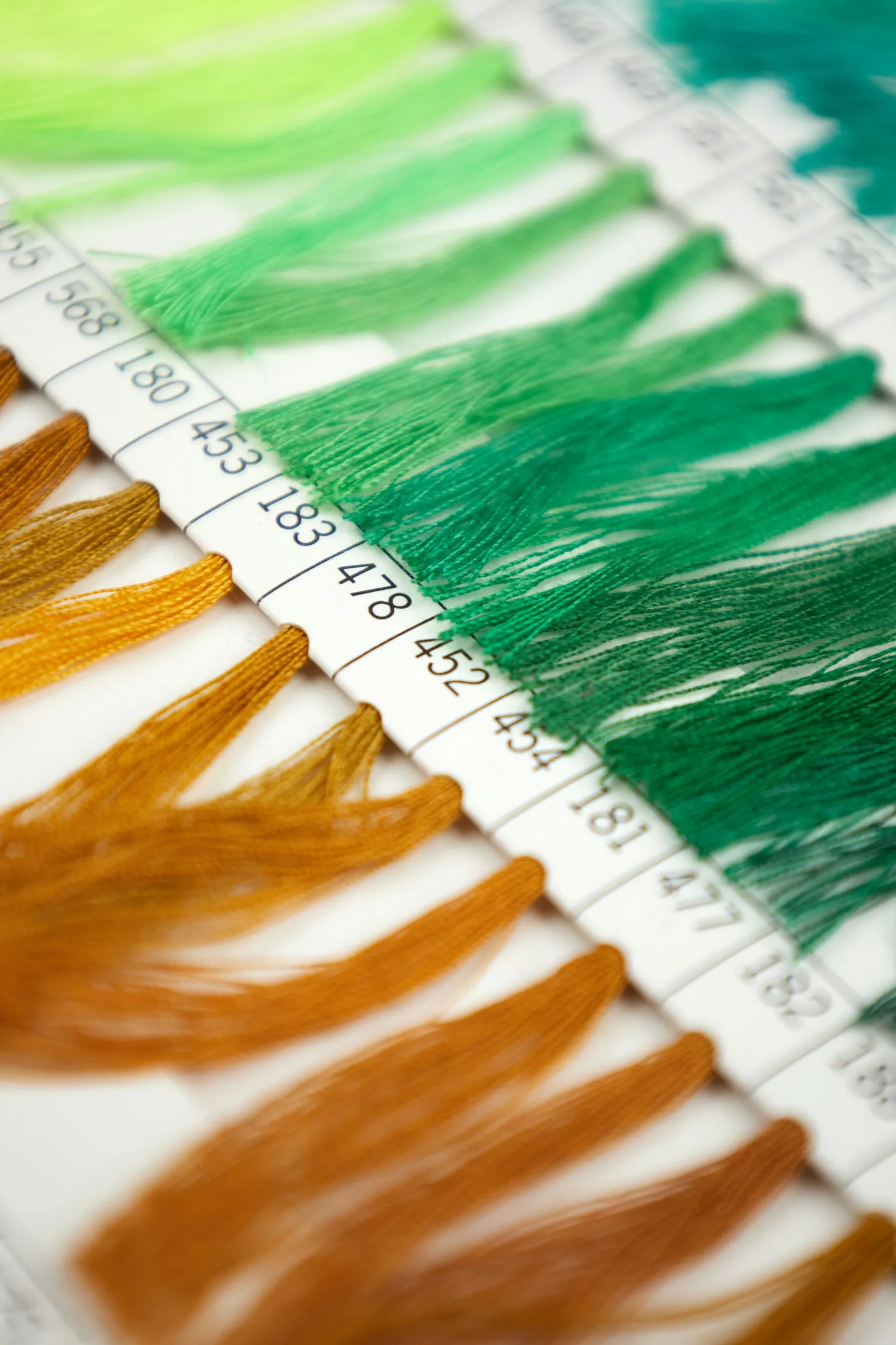 Rows of colour swatches with shade numbers